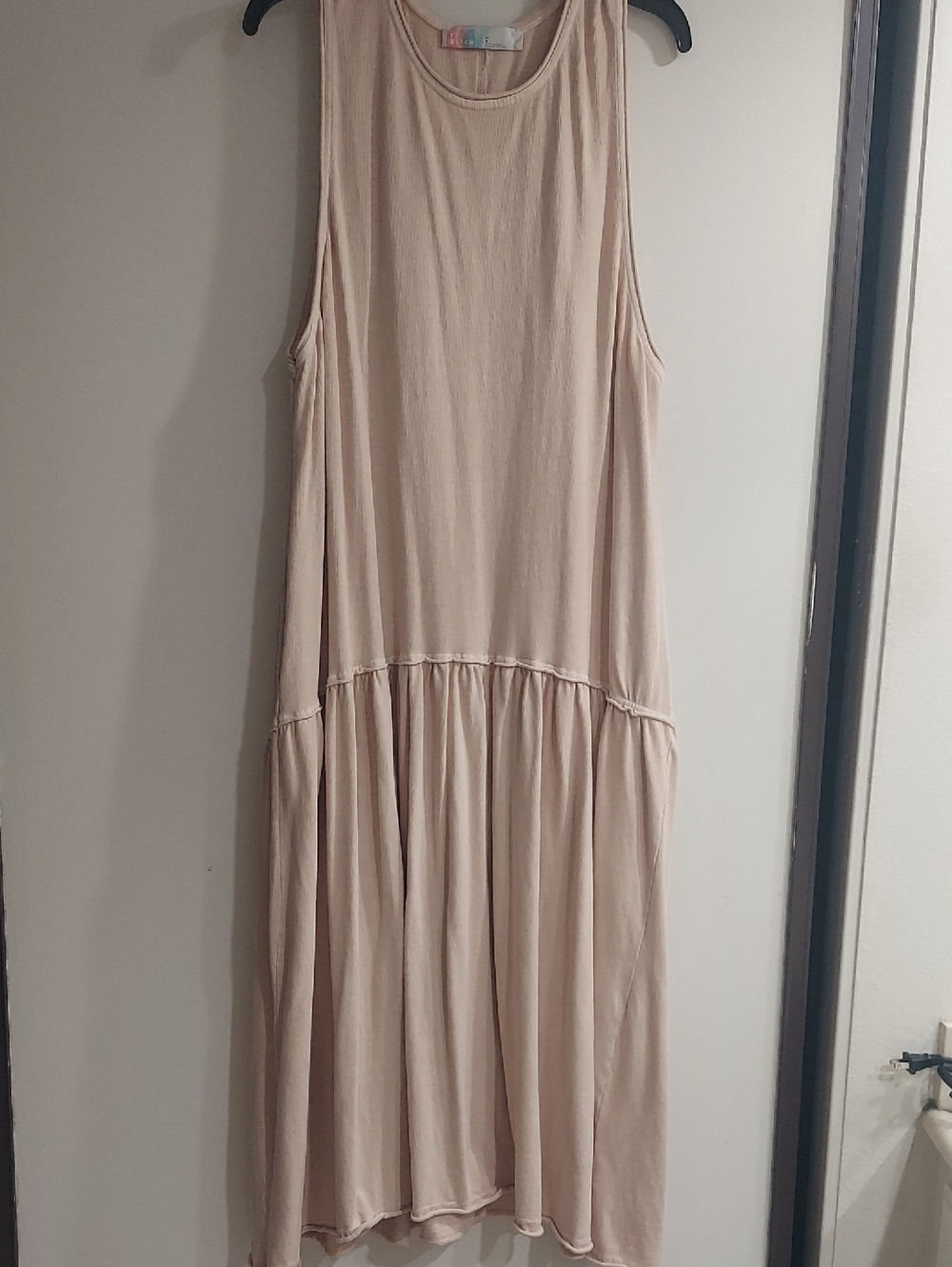 Free People Beige Sleeveless Tiered Maxi Dress
